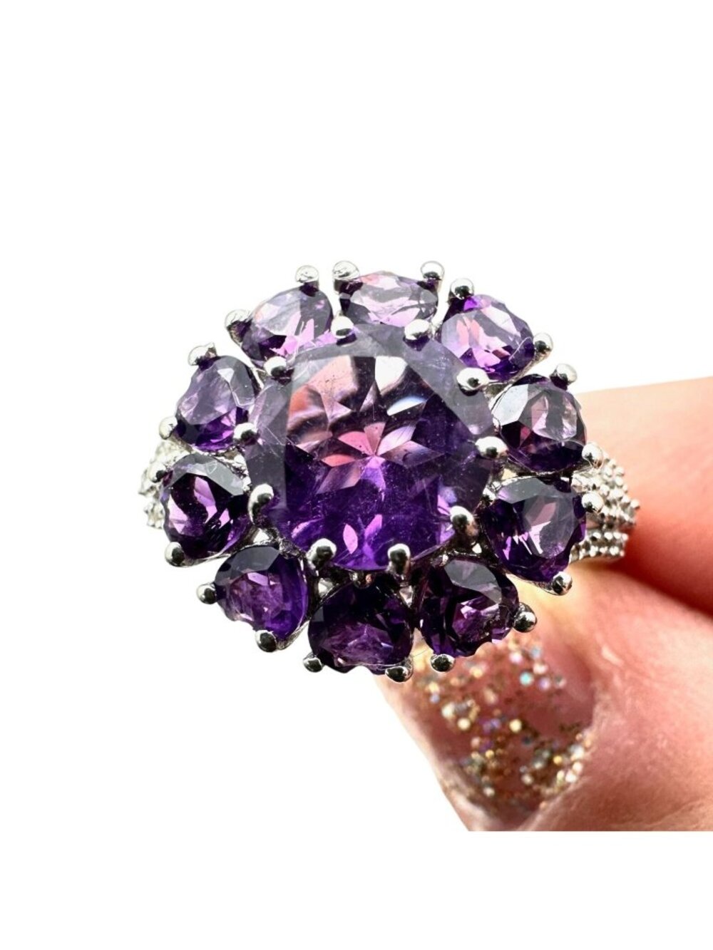 Chuck Clemency Womens Ring Sterling Silver Purple Amethyst Size 7